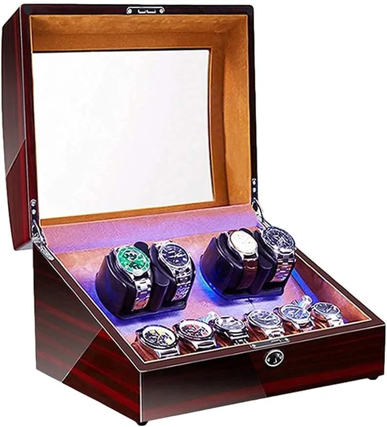 Rotation Modes Watch Winder for Automatic Watches LED Illumination Quiet Motor Flexible Watch collarless salty Pillow Dual Power Supply 4 