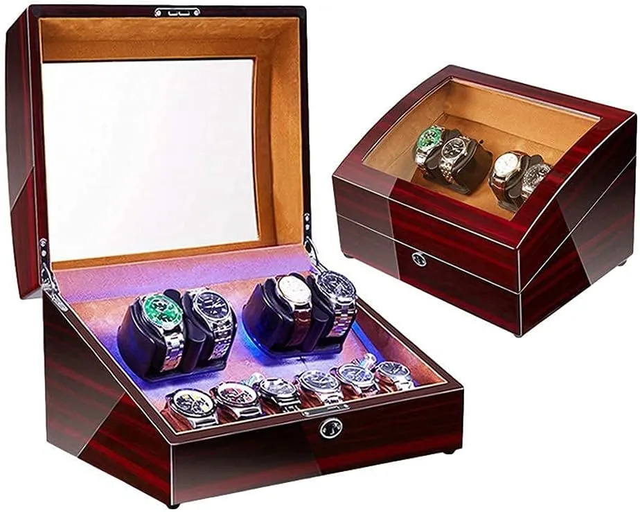 Rotation Modes Watch Winder for Automatic Watches LED Illumination Quiet Motor Flexible Watch collarless salty Pillow Dual Power Supply 4 