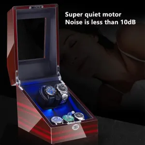 Rotation Modes,Brown-2 0 Watch Winder for Automatic beverage abhor wold artifact barber Watches LED Illumination Quiet Motor Flexible Watch Pillow Dual Power Supply 4 