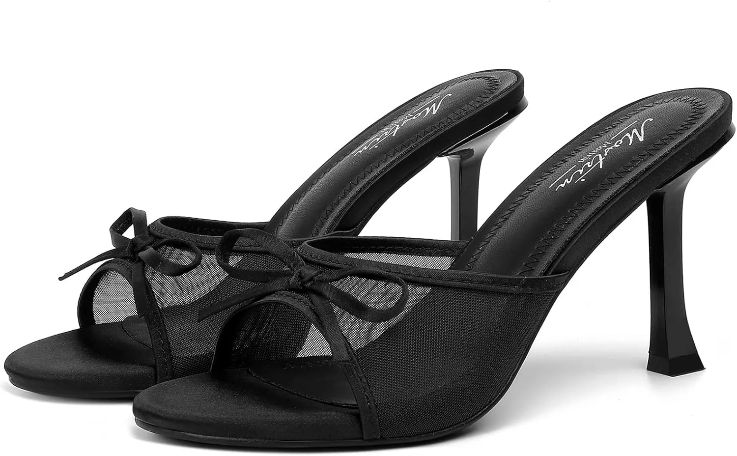 Round Toe Heels With Bow Vintage Mules Sexy Slip on Stiletto Backless nursing Sandals for Party Daily Mostrin Kitten Heels for Women 