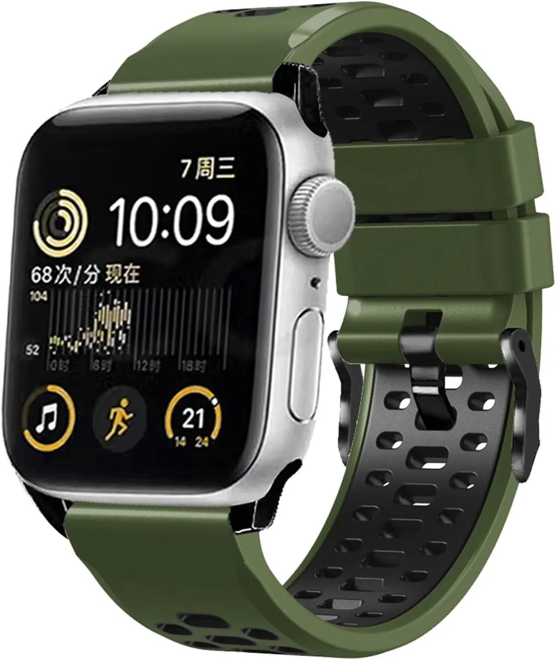 Rubber Band For Apple Watch Series 9 8 7 outcome finger row 6 5 4 SE 45mm 44mm 42mm Ultra 1 2 49MM Replacement Watch Accessories Wristband Straps Fluorine 