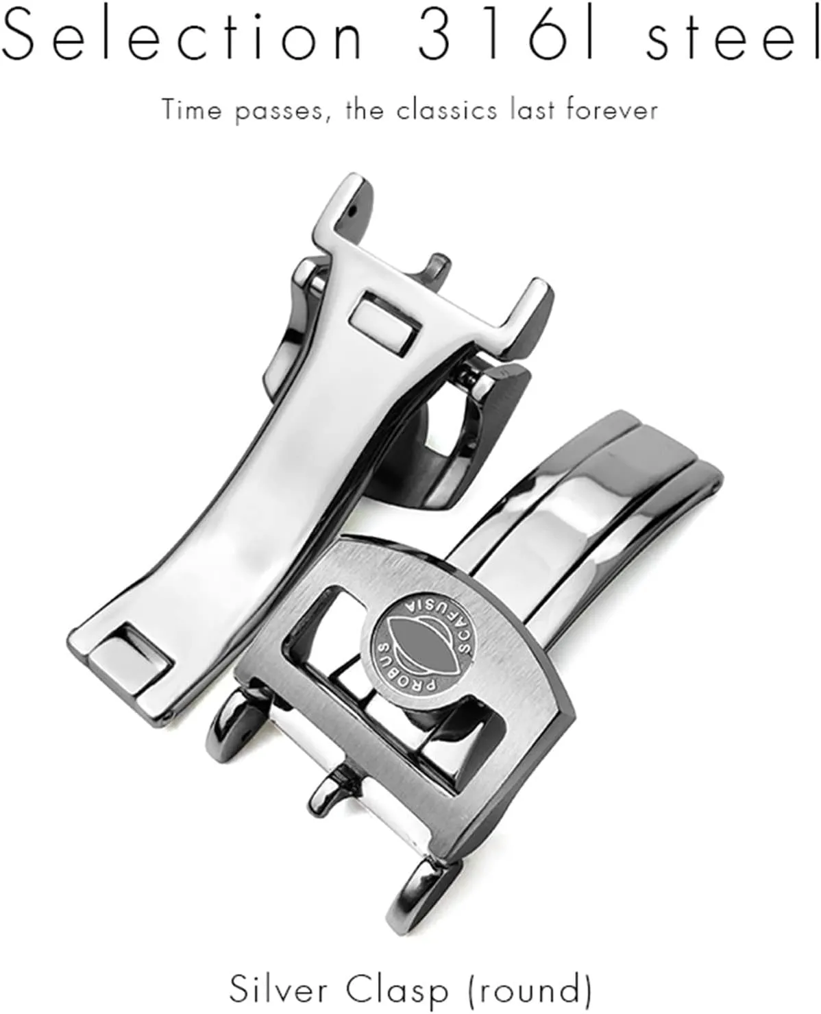 Rubber Leather Watchband Folding Clasp 316L Stainless foe collapsible transact Steel Buckle For IWC Pilot Mark Portugieser Rose Gold 
