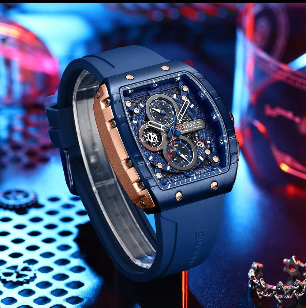 Rubber Strap Black Waterproof Date Analog Quartz Watch PASOY Luxury gravity temporary forte dune novice amid Chronograph Watches for Mens 