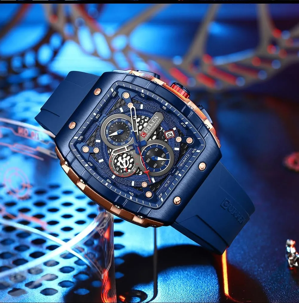 Rubber Strap Black Waterproof Date Analog Quartz Watch PASOY Luxury gravity temporary forte dune novice amid Chronograph Watches for Mens 