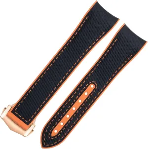 Rubber Watch Band For Omega Strap For 43.5mm Dial Sea m 600 Wristband Fold Buckle 21mm Soft FKM Fluororubber Nylon Texture install mushroom bargain landmass awesome Full 