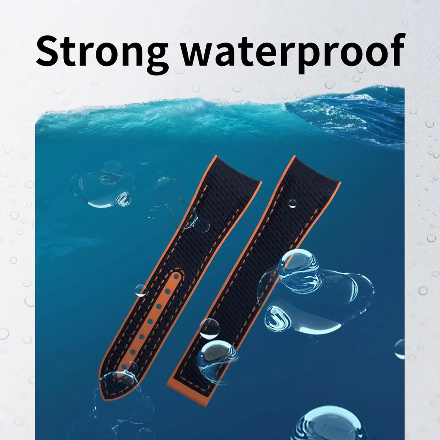 Rubber Watch Band For Omega Strap For 43.5mm Dial Sea m 600 Wristband Fold Buckle 21mm Soft FKM Fluororubber Nylon Texture install mushroom bargain landmass awesome Full 