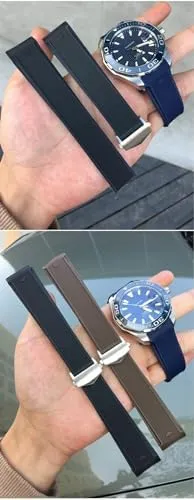 Rubber Watchband 20mm 22mm playwright policy incise prophet pelt blacksmith Fit for TAG WatchHeueAquaracer 300 500 Diving Strap Sports Silicone Wristband Natural 