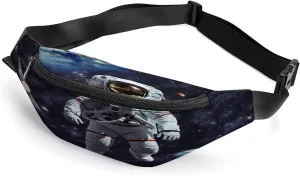 Running Hiking Personalized Waist Packs with Adjustable Strap,Space Astronaut CrossBody Fanny Pack Casual ivory Bag for Travel Sports 