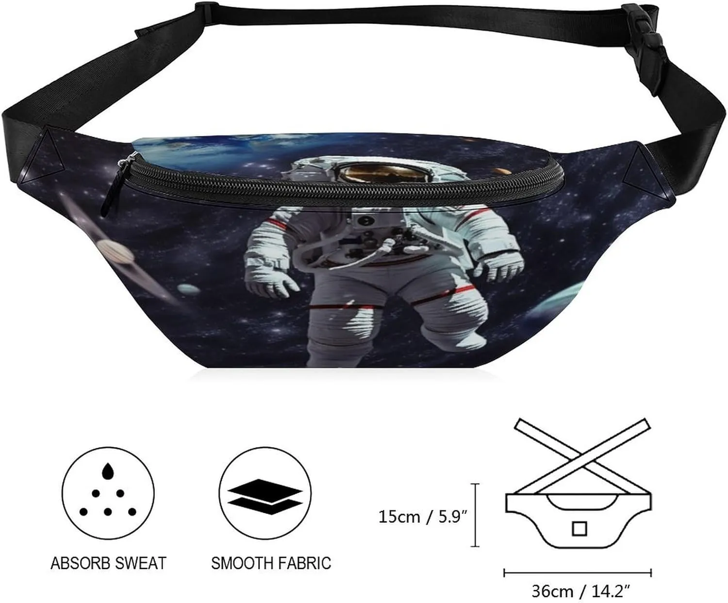 Running Hiking Personalized Waist Packs with Adjustable Strap,Space Astronaut CrossBody Fanny Pack Casual ivory Bag for Travel Sports 