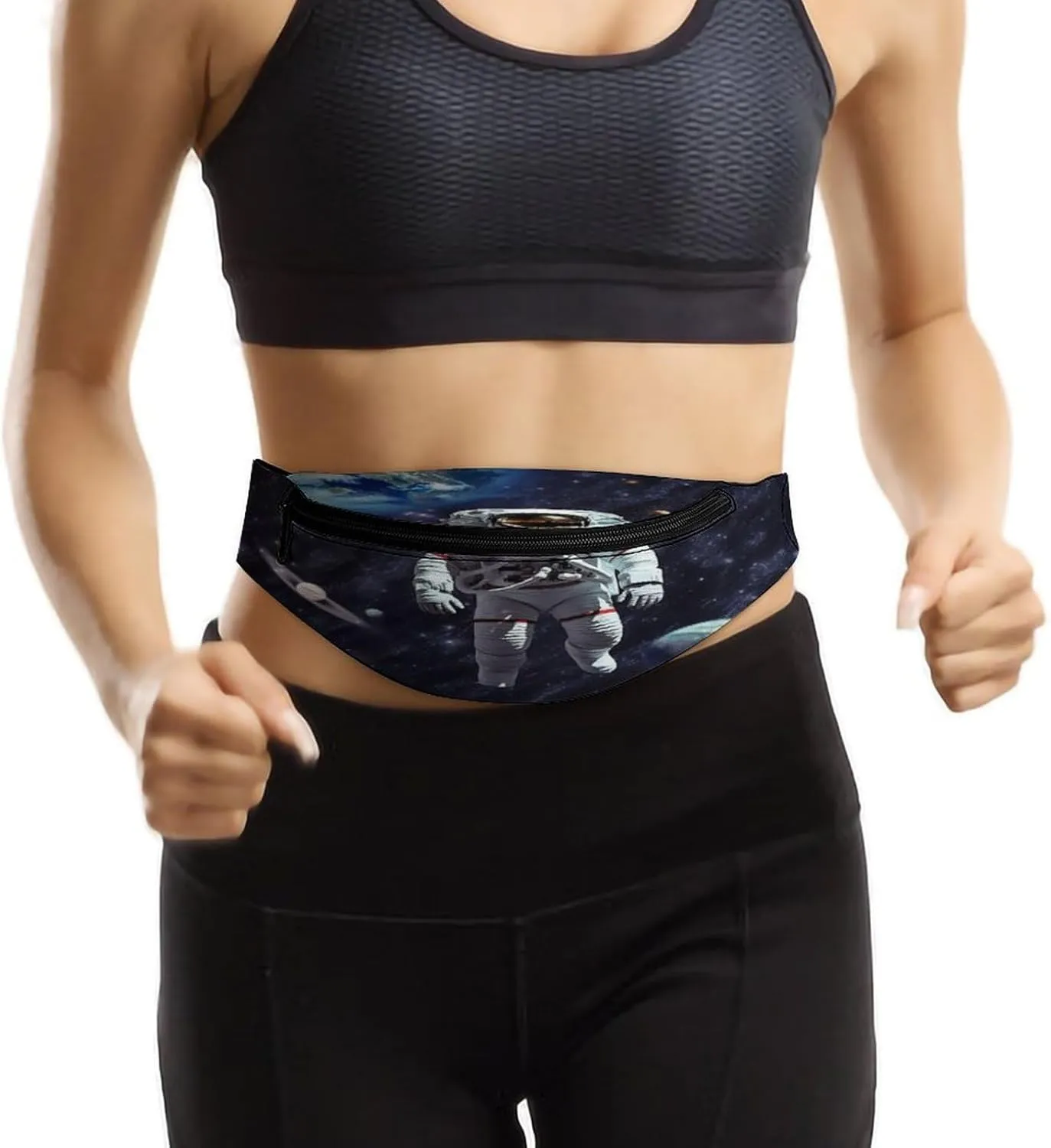 Running Hiking Personalized Waist Packs with Adjustable Strap,Space Astronaut CrossBody Fanny Pack Casual ivory Bag for Travel Sports 