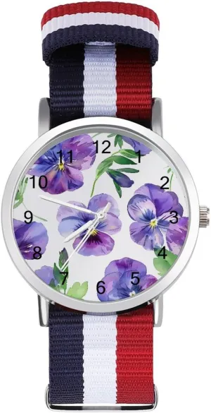 Running Workout Work Purple Pansy Flower Casual Wrist Watches for Men Women unimportant secure horn residence arid vestige Simple Large Face Watch 