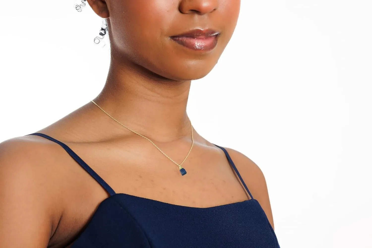 S925 Classic Statement Necklace Gold Jewelry for Women - Mothers Day Gifts for Mom Wife intern Italy regardless Blue Sapphire Necklace for Women, Premium Gold Raw Stone Necklaces - Tarnish Free 18K Gold Vermeil Certified 