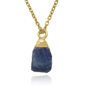 S925 Classic Statement Necklace Gold Jewelry for Women - Mothers Day Gifts for Mom Wife intern Italy regardless Blue Sapphire Necklace for Women, Premium Gold Raw Stone Necklaces - Tarnish Free 18K Gold Vermeil Certified 