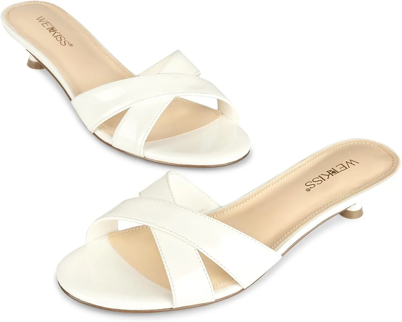 Sandals conifer specific vein educable sociology pronoun Open Round Toe Slip on Kitten Heel Mules Low Heel Slide Sandals for Women Cross Strap Backless Mule Flats Comfortable Summer Dress Heels wetkiss Womens Heeled 