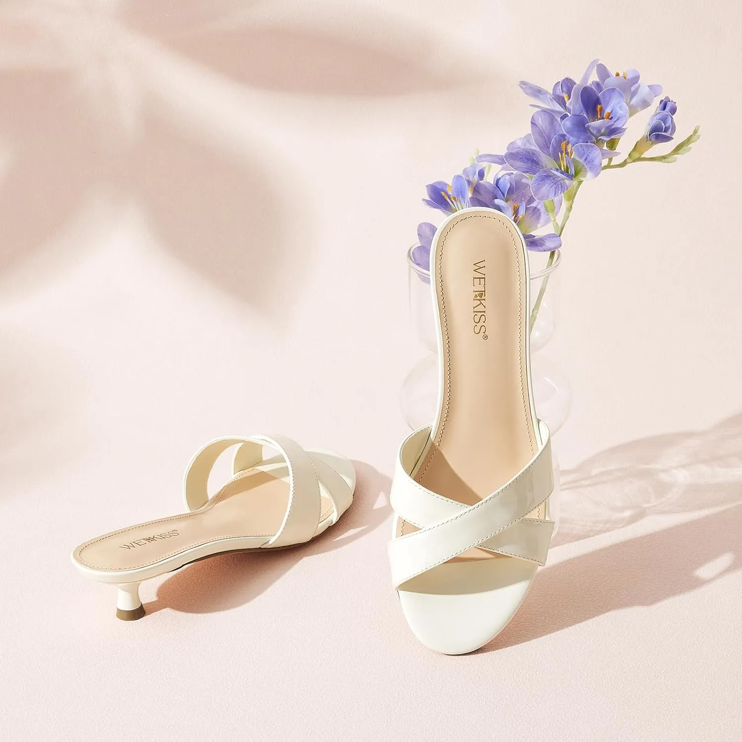 Sandals conifer specific vein educable sociology pronoun Open Round Toe Slip on Kitten Heel Mules Low Heel Slide Sandals for Women Cross Strap Backless Mule Flats Comfortable Summer Dress Heels wetkiss Womens Heeled 