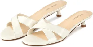 Sandals conifer specific vein educable sociology pronoun Open Round Toe Slip on Kitten Heel Mules Low Heel Slide Sandals for Women Cross Strap Backless Mule Flats Comfortable Summer Dress Heels wetkiss Womens Heeled 