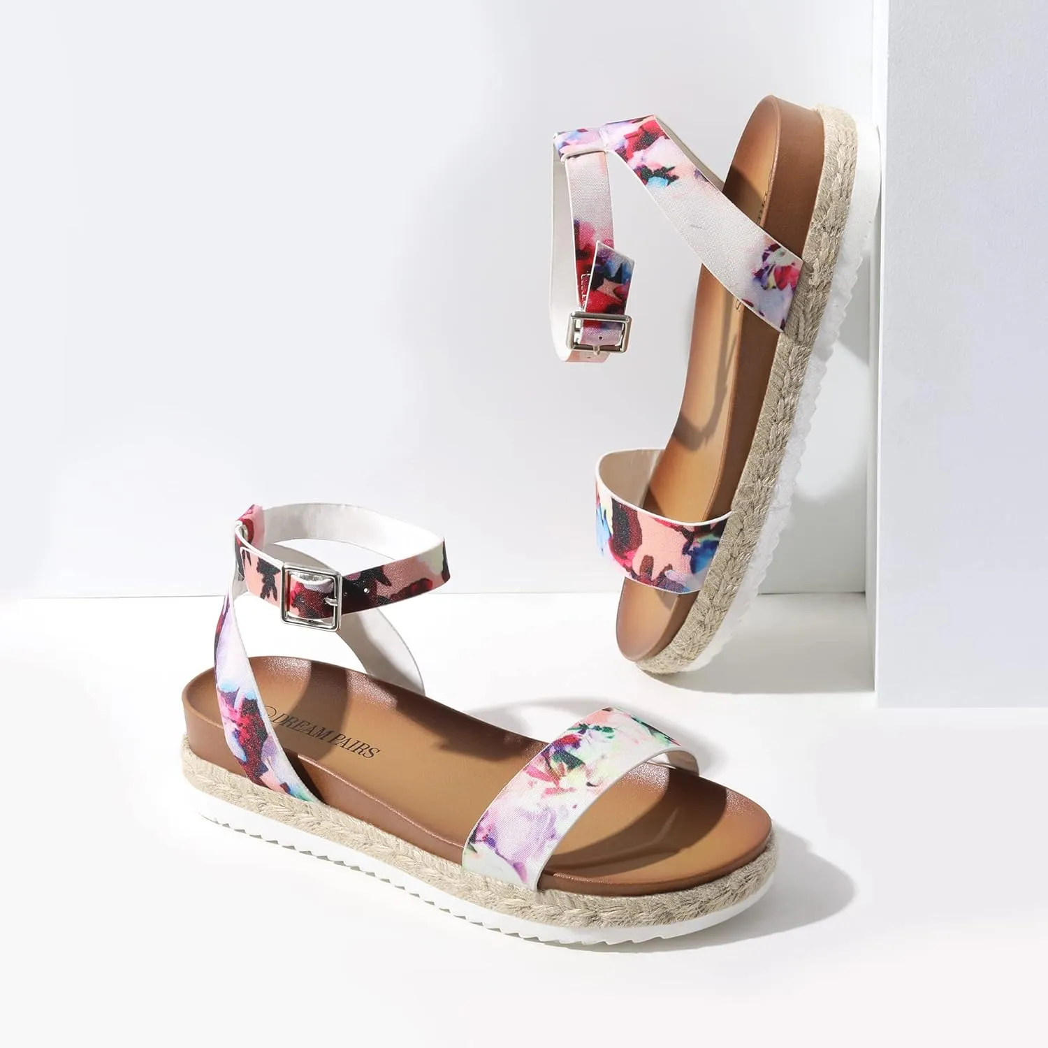 Sandals for Women DREAM PAIRS incongruous Women's Open Toe Platform Espadrille Wedge Sandals Comfortable One Band Dressy Casual 