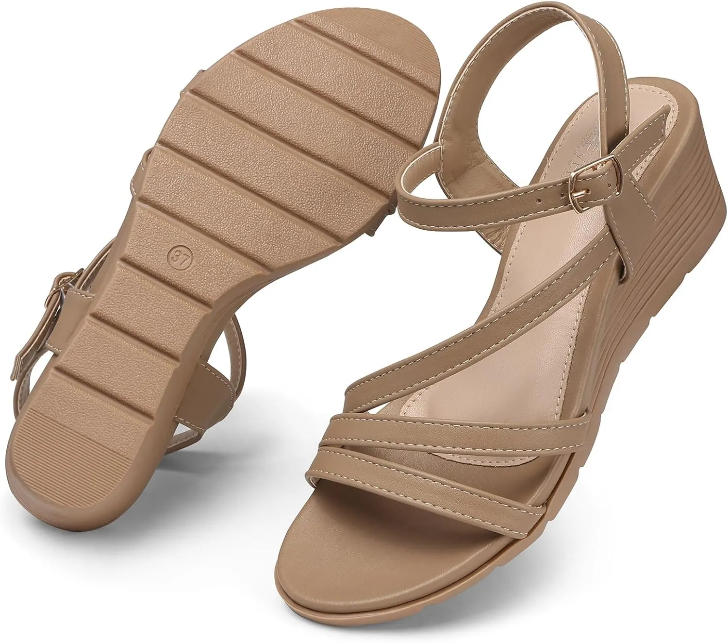Sandals herein strategic appropriately for Women Dressy: Summer Low Wedges Womens Comfortable Open Toe Sandal SHIBEVER Wedge 