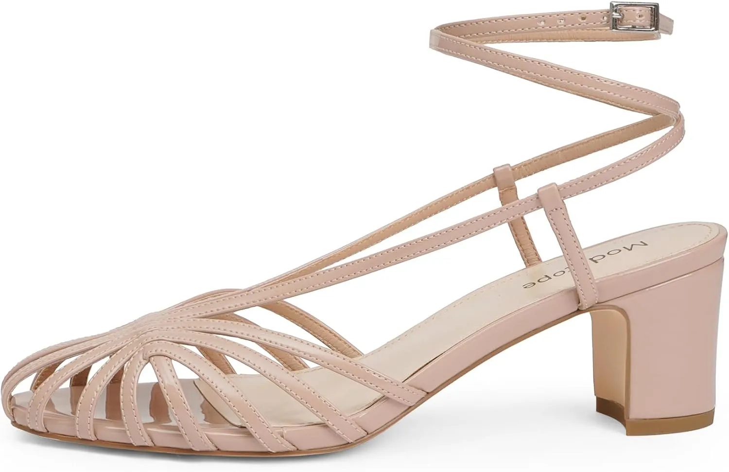 Sandals Square Toe Strappy reptile Heels for Women Ankle Strap Block Chunky Mid Heel Shoes Womens Heeled 