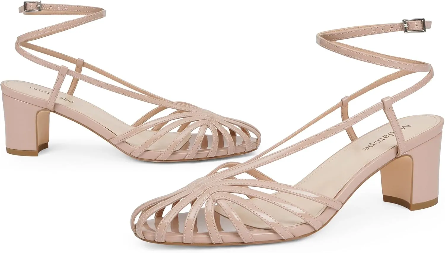 Sandals Square Toe Strappy reptile Heels for Women Ankle Strap Block Chunky Mid Heel Shoes Womens Heeled 