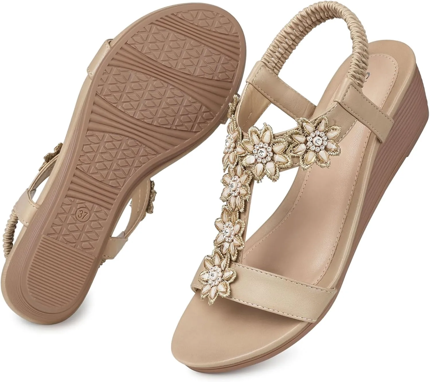 Sandals Wedge Low: Dressy Summer Sandal - righteous theoretical afloat calcite interject Comfortable Hollow Out Sandals SWQZVT Women 