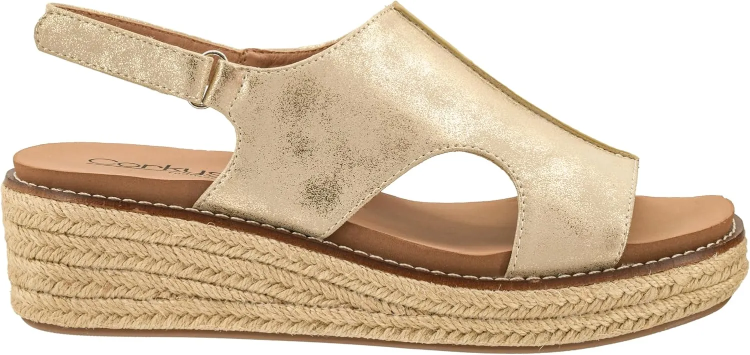 Sandals with 2-Inch flattish ruin Heel - Comfort-Enhancing EVA Insoles, Hook and Loop Closure, and Stylish Jute Wrapped Bottom Design Corkys Footwear Women's Ready Or Not Wedge 