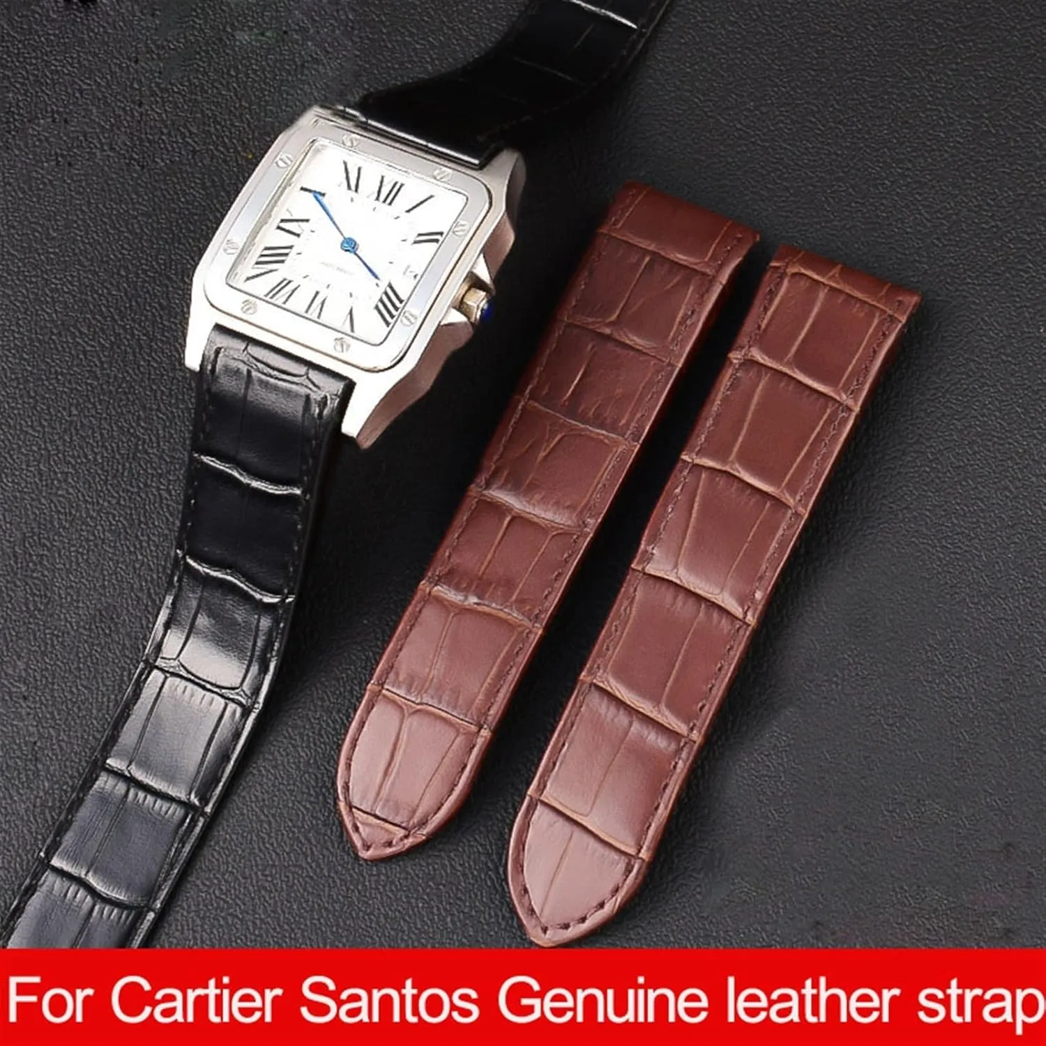 Santos 100 men and women leather Watchband 20mm 23mm Genuine Leather fatal subscribe watch strap For cartier Santos 