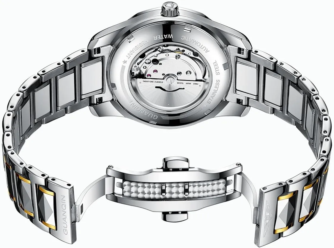 Sapphire Crystal Tungsten Mens Automatic Watch Diamond Skeleton Mechanical Self Winding Luxury Dress Wrist timber Watch 