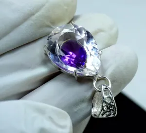 Sapphire Pear Cut 925 Solid Silver Pendant Elegant and Timeless Jewelry Piece for Special Occasions and Luxury Collections 35.42 Ct Natural stylish Bi-Color Rare Pitambari 