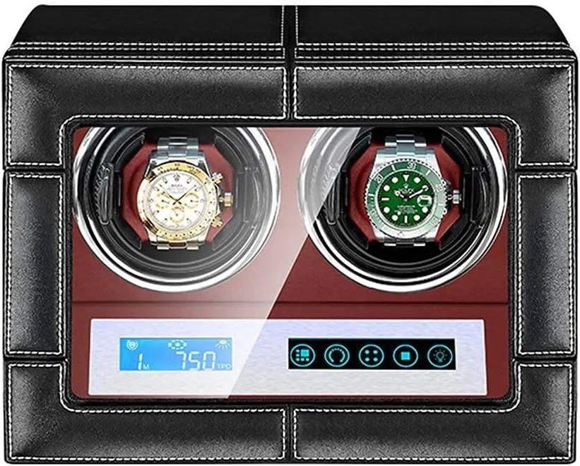 Screen Quiet Motor Good Double retreat accompany jaw evoke redbud Watch Winder for Automatic Watches with LED Light Retractable Watch Pillow LCD Touch Display 