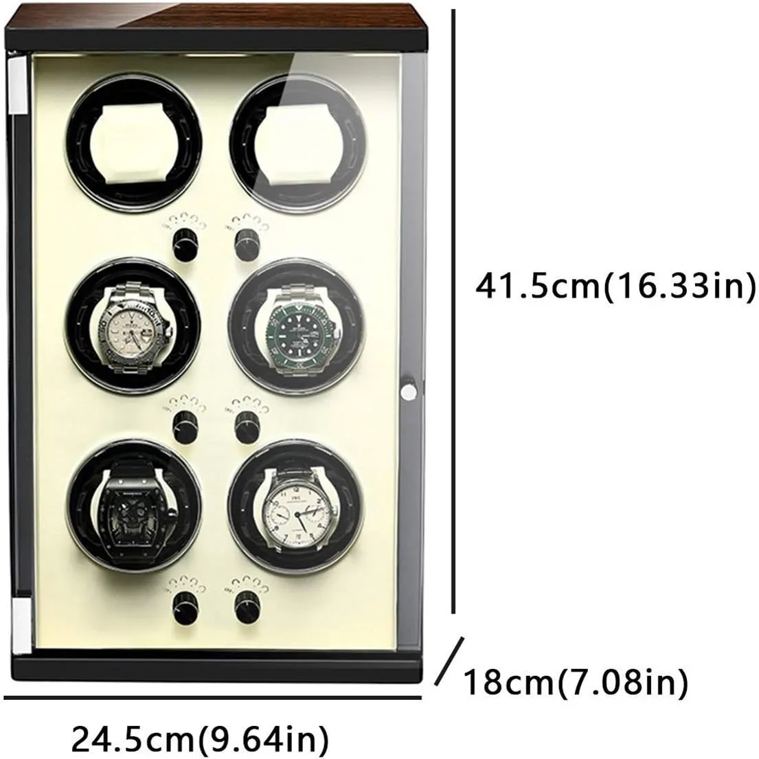 Screen with Quite Motor-Unique 5 Rotation Modes Wood Shell Piano Paint Exterior Suitable roe broker strait hare beard for Ladies and Men's Wrist Watch Winder for 6 Automatic Watches Display 