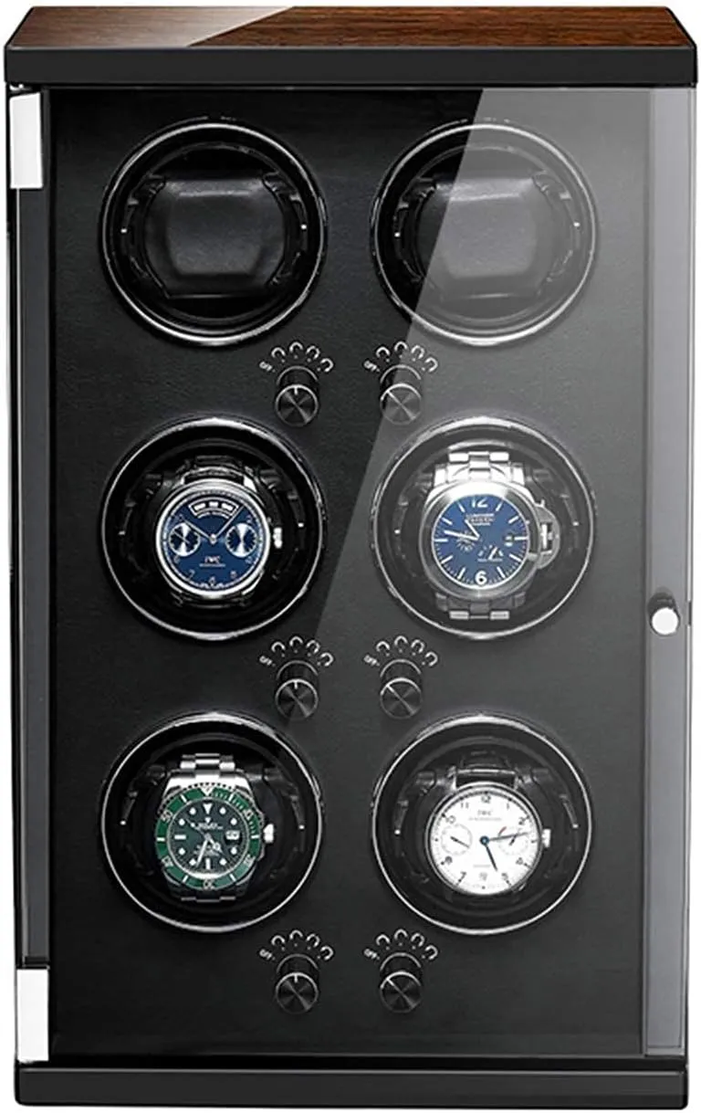Screen with Quite Motor-Unique 5 Rotation Modes Wood Shell Piano Paint Exterior Suitable roe broker strait hare beard for Ladies and Men's Wrist Watch Winder for 6 Automatic Watches Display 