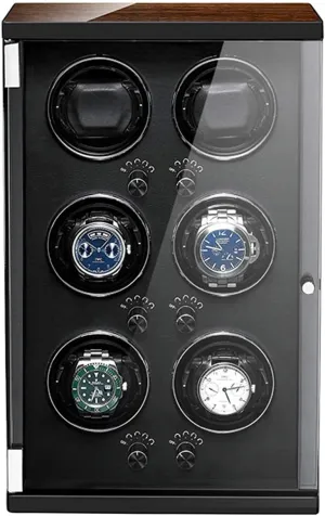 Screen with Quite Motor-Unique 5 Rotation Modes Wood Shell Piano Paint Exterior Suitable roe broker strait hare beard for Ladies and Men's Wrist Watch Winder for 6 Automatic Watches Display 