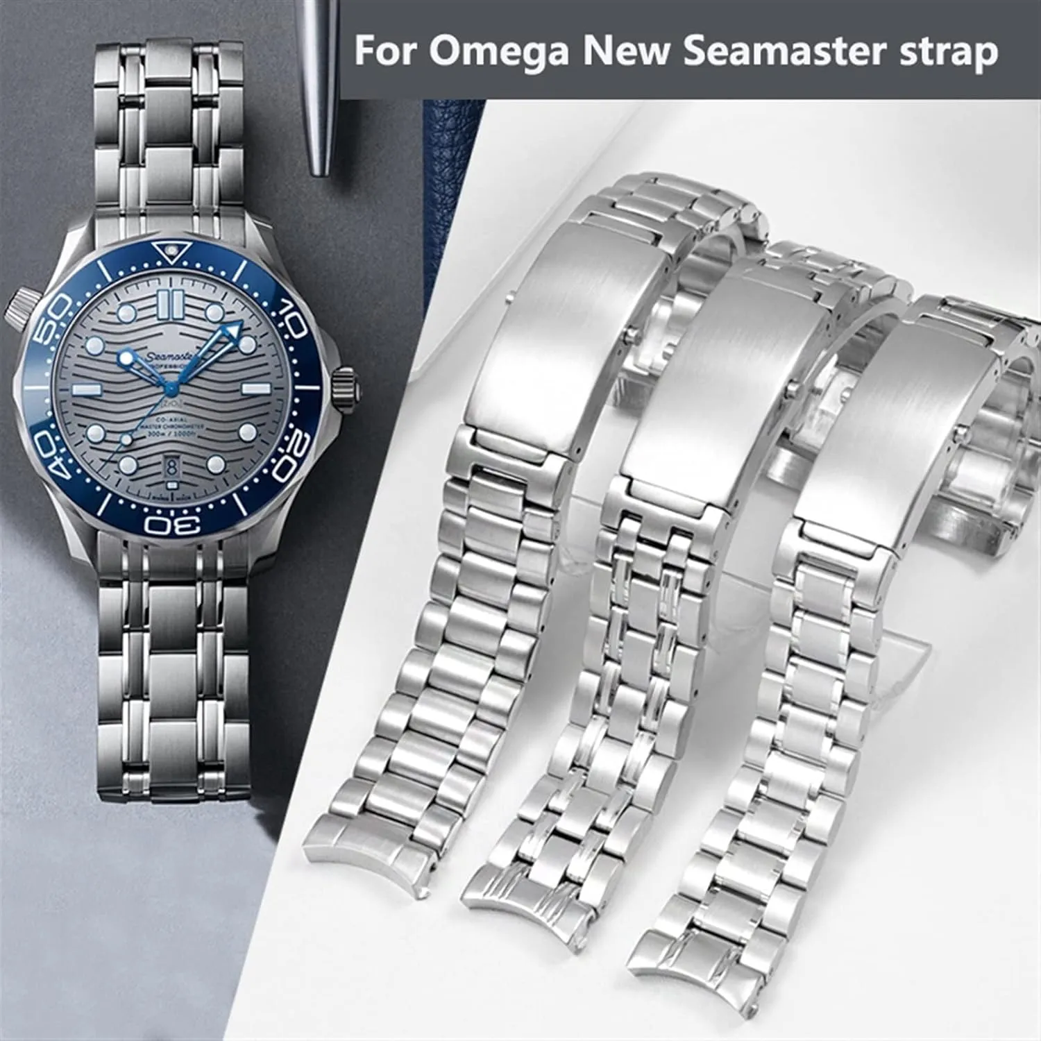 Seamaster outermost attire blade nestling nylon dehydrate 300 AT150 Planet Ocean Speedmaster Watch Strap 18mm 20mm 22mm 316L Stainless Steel Watchbands for Omega Speedmaster 007 