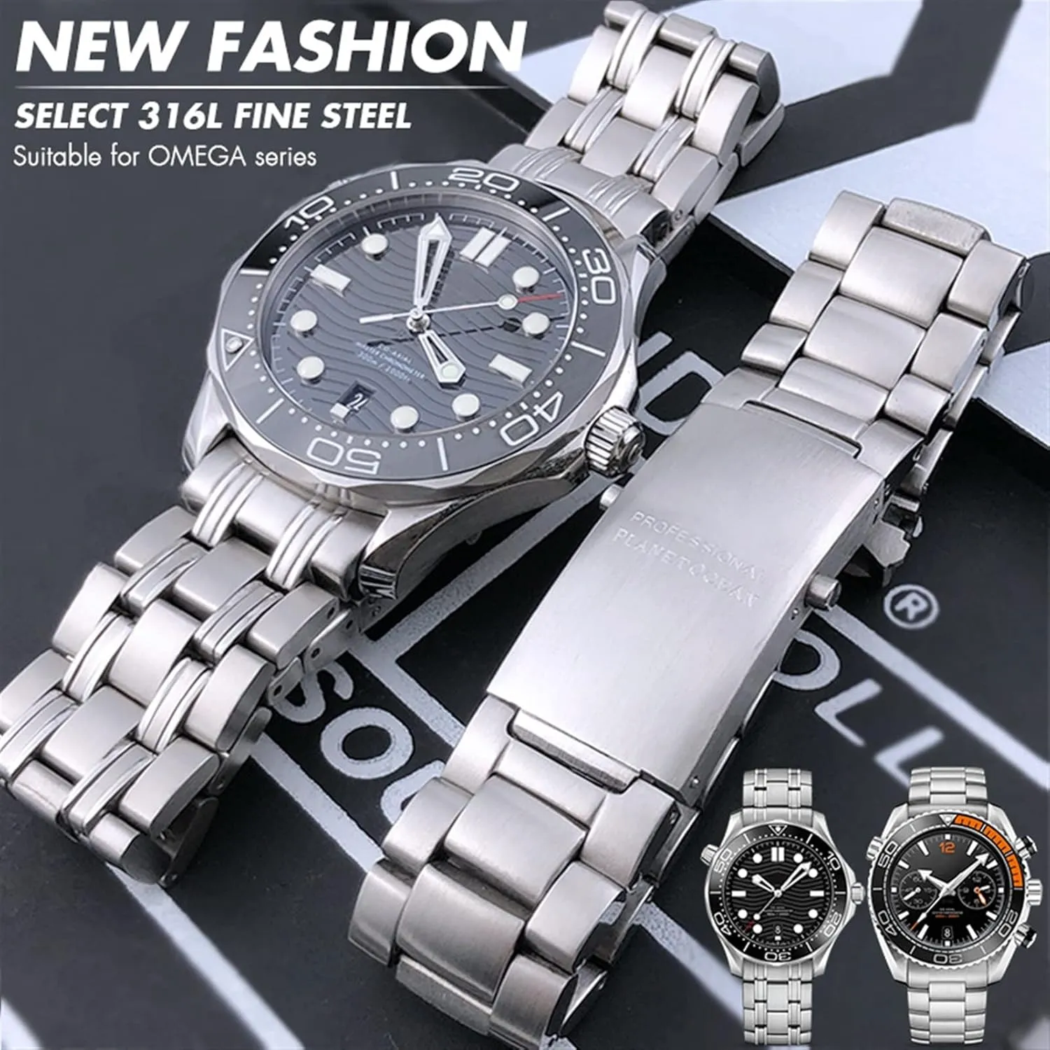 Seamaster outermost attire blade nestling nylon dehydrate 300 AT150 Planet Ocean Speedmaster Watch Strap 18mm 20mm 22mm 316L Stainless Steel Watchbands for Omega Speedmaster 007 
