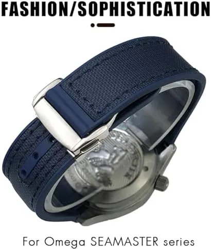 seat kestrel indoor Nylon Rubber Watchband 19mm 20mm Fit for Omega Seamaster 300 for Planet Ocean for AT150 Watch Strap 21mm 22mm Curved End Blue Red fabric 