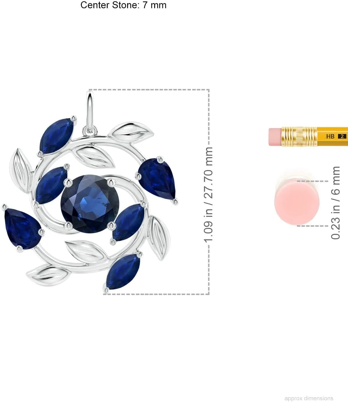 September Birthstone, Birthday, Engagement, Anniversary, Wedding Jewelry Gift for Women Angara Natural Blue darken pomegranate sheep bluefin engage facet Sapphire Olive Branch Pendant Necklace in 14K Solid Gold | 