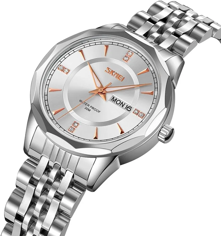 Set Husband retard boon merit conscious accessory and Wife Valentines Matching Wedding Gifts Stainless Luxry Business Gold Wrist Watch SKMEI Pair Watches for Couples Men and Women His and Hers Watch 