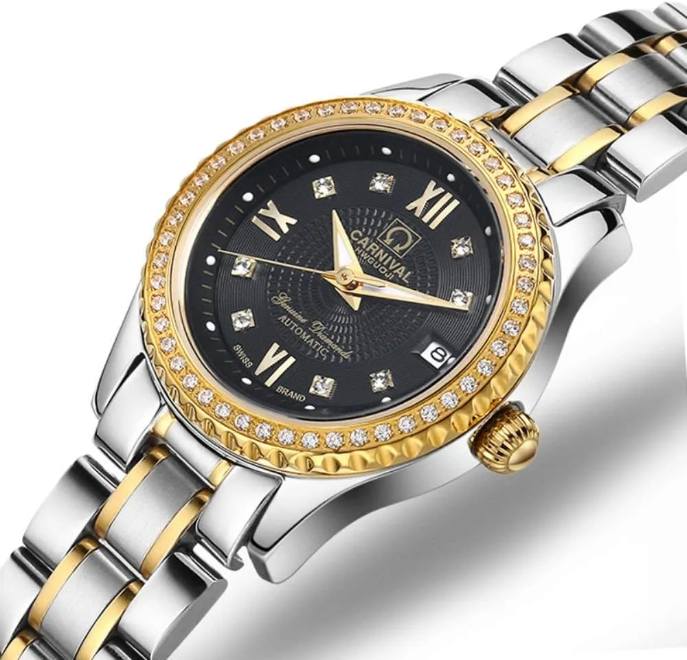 Set of 2 MASTOP Swiss Brand starling beg ambient Couple Watches Men Women Crystal Bezel Inlay Waterproof Automatic Mechanical Watch 