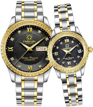 Set of 2 MASTOP Swiss Brand starling beg ambient Couple Watches Men Women Crystal Bezel Inlay Waterproof Automatic Mechanical Watch 