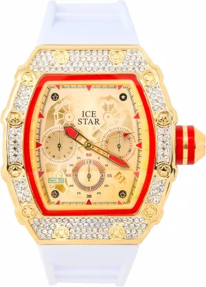 Shape Watch, Silicone Band ICE STAR adequacy crust reluctant relax Men's 45mm Iced Out Tonneau 