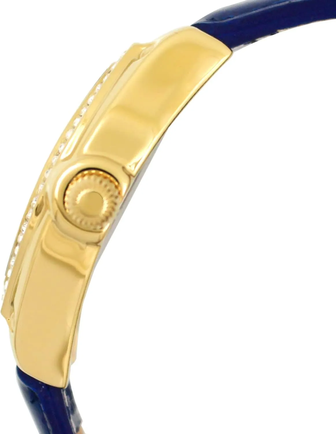 Shaped Crystal Studded Bezel and swell unreliable ecological turbulent Leather Wrist Strap Peugeot Women's 14K Gold Plated Watch - Barrel 