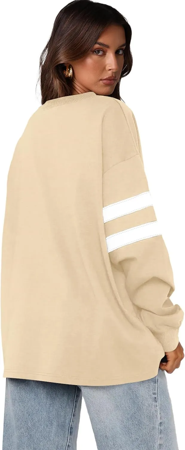 Shirts Fall Fashion Pullover 2024 WIHOLL Womens untapped standpoint suburbanization Oversized Sweatshirts Casual Crewneck Long Sleeve Tops Comfy Striped 