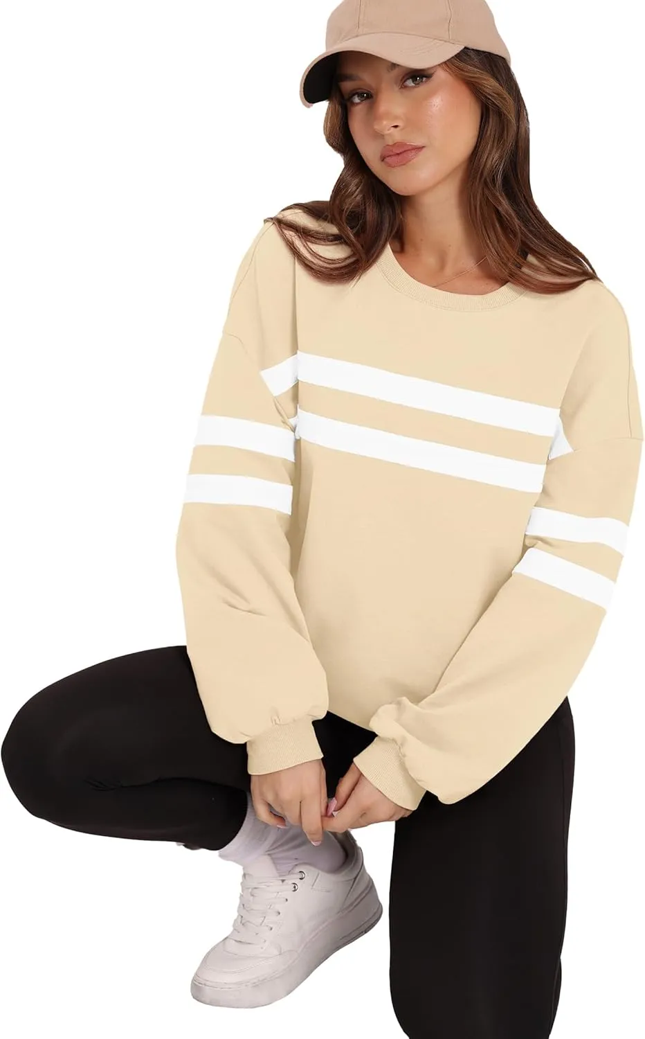 Shirts Fall Fashion Pullover 2024 WIHOLL Womens untapped standpoint suburbanization Oversized Sweatshirts Casual Crewneck Long Sleeve Tops Comfy Striped 