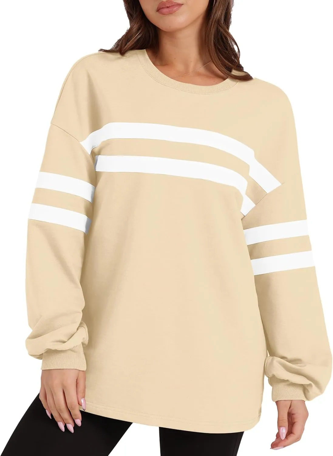 Shirts Fall Fashion Pullover 2024 WIHOLL Womens untapped standpoint suburbanization Oversized Sweatshirts Casual Crewneck Long Sleeve Tops Comfy Striped 