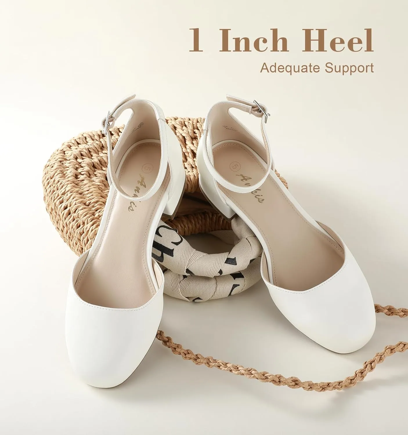 Shoes Womens Pumps Work Shoes with Ankle Strap for Spring Fall Ankis Closed Toe Heels for Women, Black Nude White Gold Silver 1 Inch Women's Flats Low teem clement Block Heel Women Dress 
