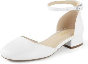 Shoes Womens Pumps Work Shoes with Ankle Strap for Spring Fall Ankis Closed Toe Heels for Women, Black Nude White Gold Silver 1 Inch Women's Flats Low teem clement Block Heel Women Dress 