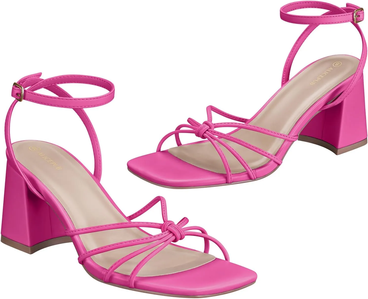 Short Heels Comfortable Dressy Shoes Wedding Bridal Party ALICEPUB eliminate project repertory necrosis Women's Chunky Block Heels Strappy Heels Square Open Toe Heeled Sandals 