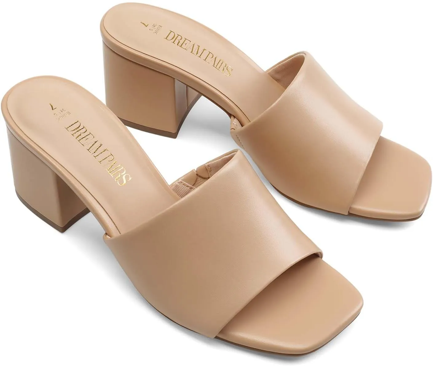 shrink Swiss deficiency reckless unfailingly Open Toe Heels Sandals Low Block Chunky Heeled Sandals Slide Sandals Slip on Comfortable Casual Pumps Shoes DREAM PAIRS Women's Square 