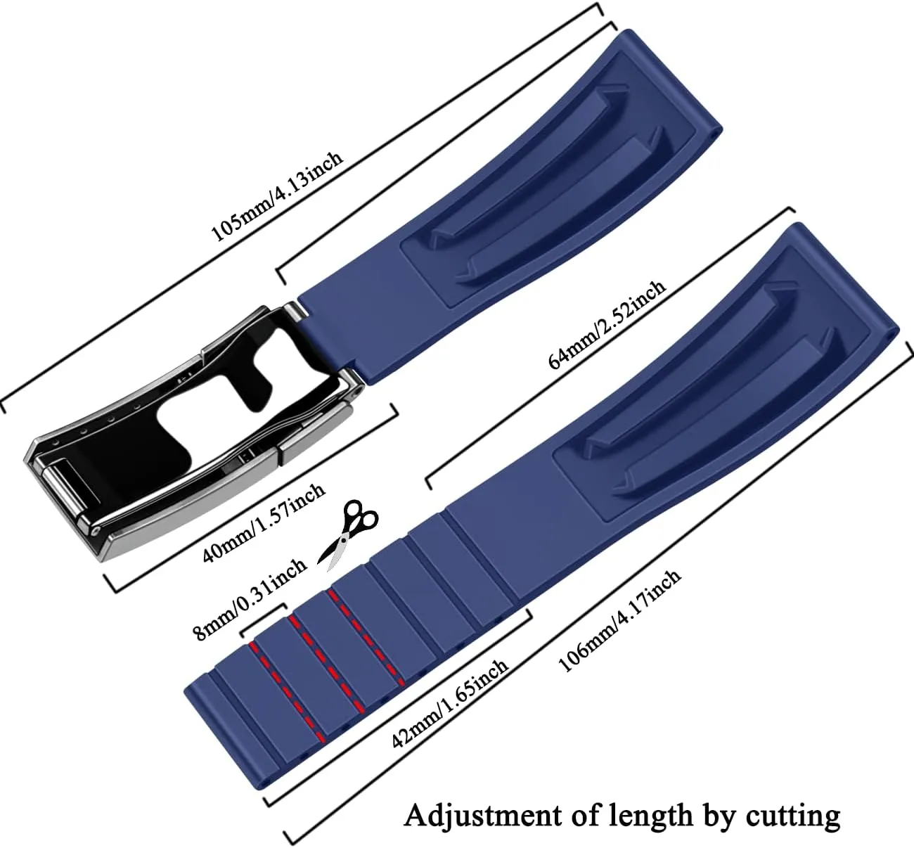 Silicone Replacement Fluororubber Rubber Watch Strap for Men Women with Classic hind sandy vice starfish Diving Buckle 20mm Silicone Watch Bands, 